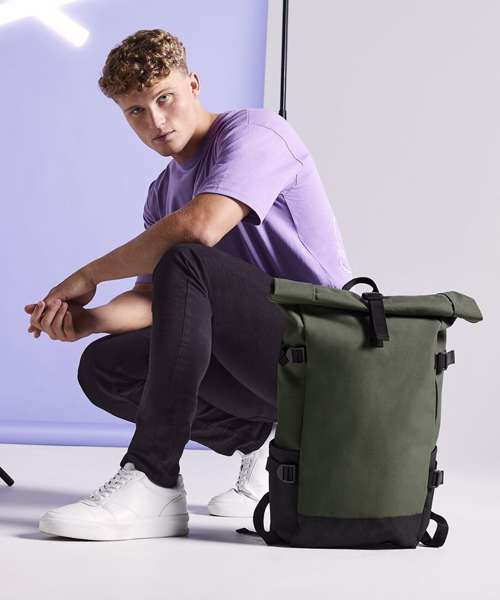 Block roll-top backpack